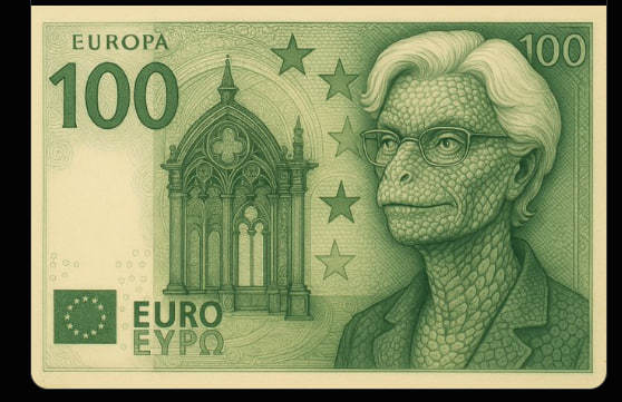 Reptiliens, gifle présidentielle et toilettes en or : le Web dessine les futurs billets de l'UE