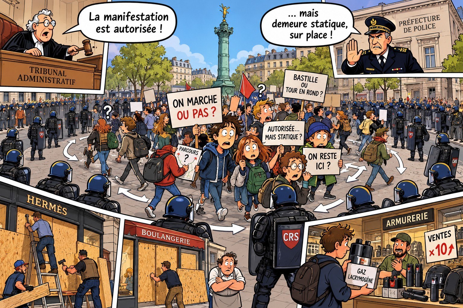 À Paris, une manifestation interdite puis autorisée… mais condamnée à rester sur place