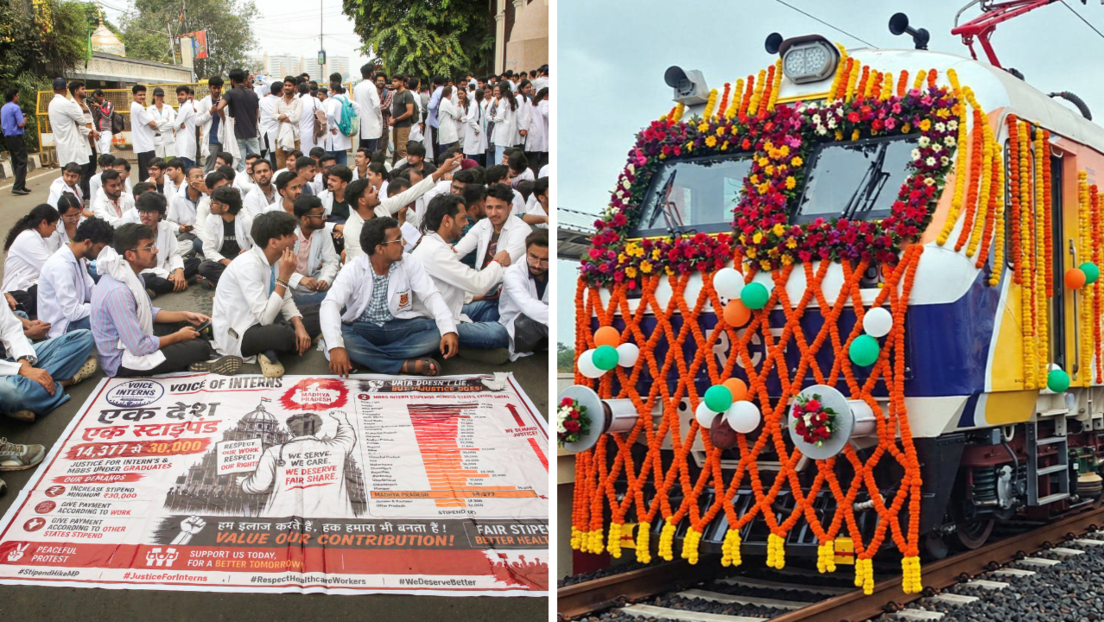 MP में मेडिकल इंटर्न का धरना खत्म, रेलवे की 5 प्रोजेक्ट्स को मंजूरी; देश की बड़ी खबरें