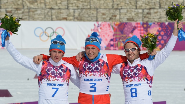 Российские лыжники взяли все медали в олимпийском забеге