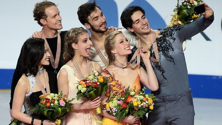 بالفيديو .. ذهبية الرقص الفني على الجليد بألوان فرنسية