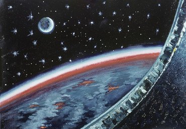 لوحة "الفجر الفضائي"  بريشة رائد الفضاء أليكسي ليونوف