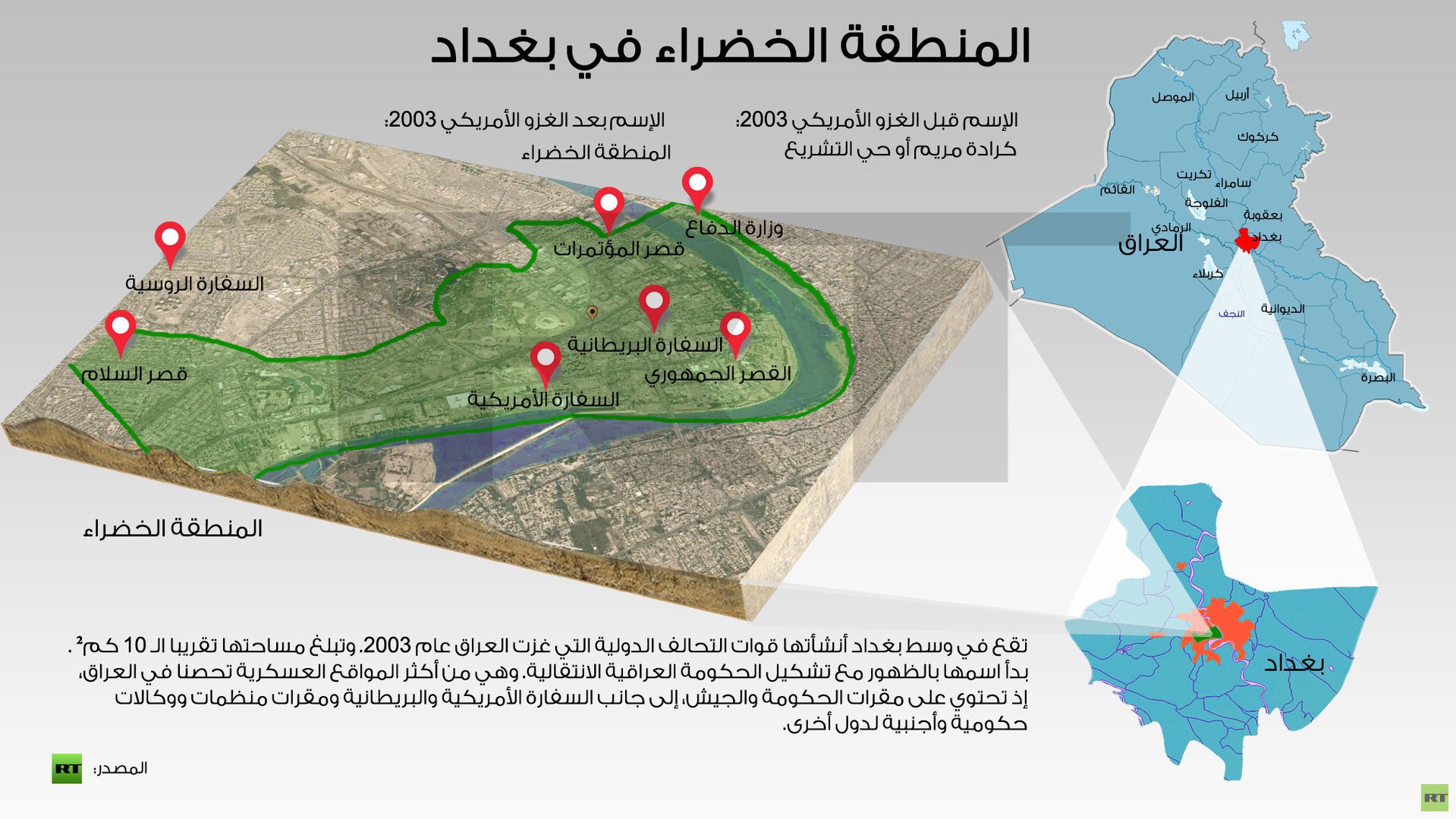 إنفوجرافيك: المنطقة الخضراء في بغداد