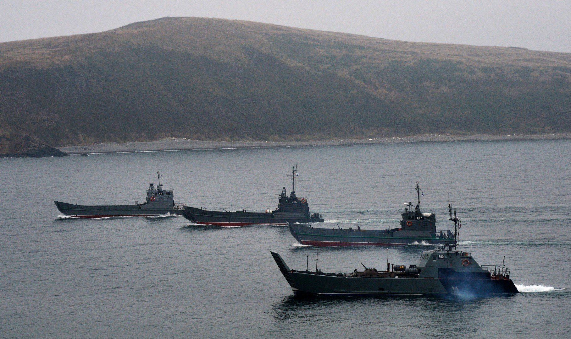 زوارق انزال مشاة البحرية خلال التدريبات