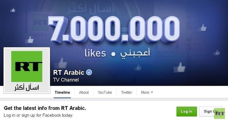 7 ملايين متابع لموقع RT على الفيسبوك