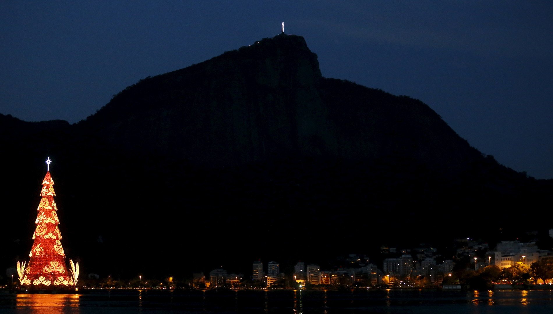 شجرة عيد الميلاد في حي رودريجو دي فريتاس لاجون في ريو دي جانيرو بالبرازيل يوم  15 ديسمبر/كانون الأول 2015