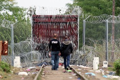 لاجئون لدى الحدود الهنغارية الصربية