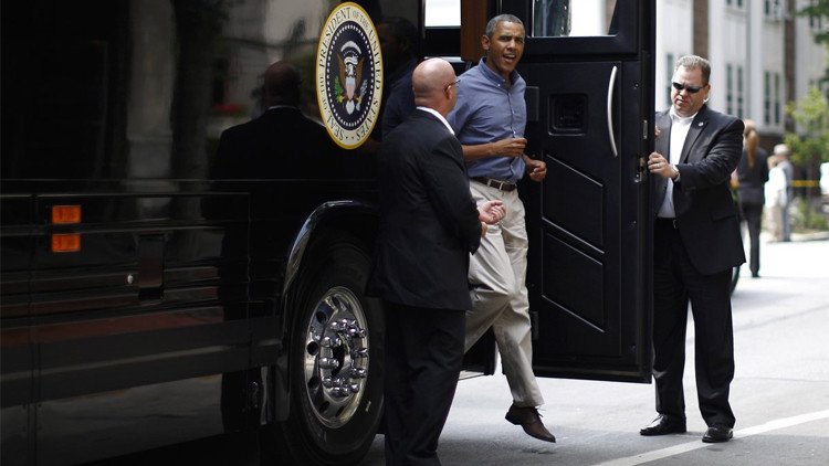 بالصور.. حافلة أوباما المدرعة!