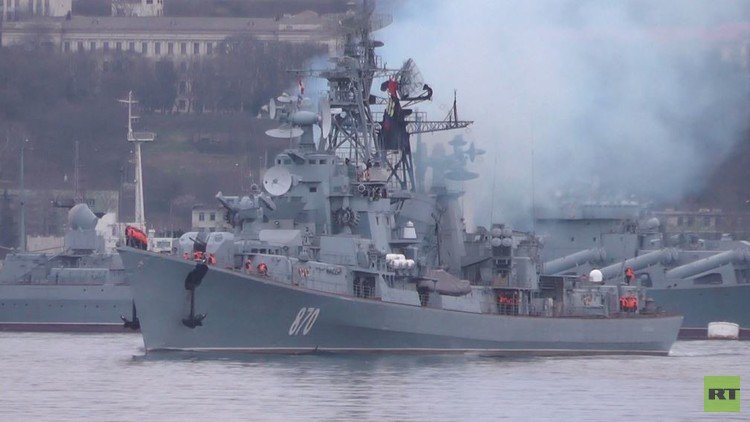 موسكو ترسل سفينة الحراسة "سميتليفي" إلى المتوسط (فيديو)