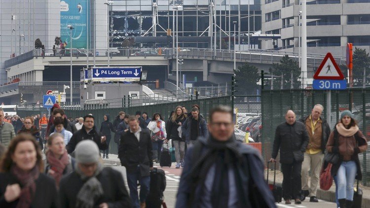 مطار بروكسل عقب التفجيرات الإرهابية