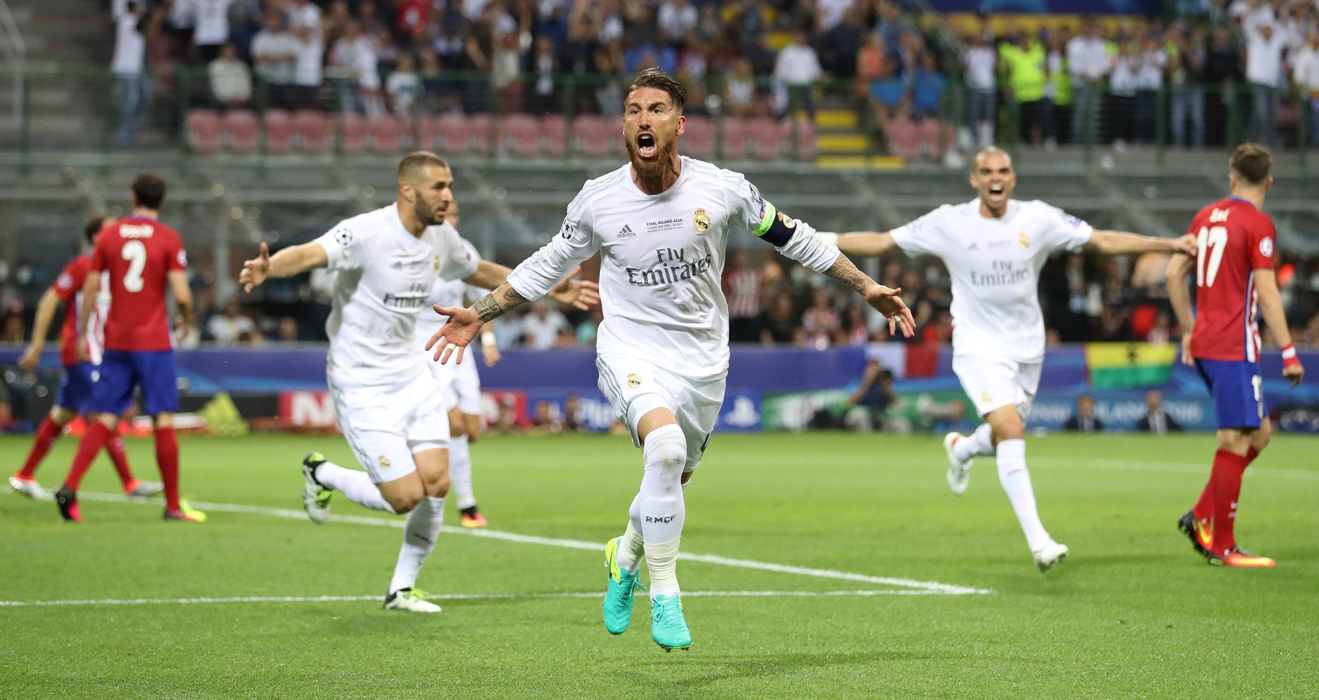 فرحة سيرخيو راموس بهدف التقدم لريال مدريد