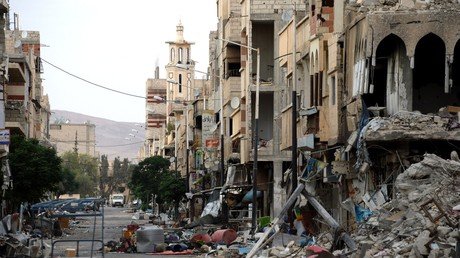 منازل مهدمة في أحد شوارع تدمر