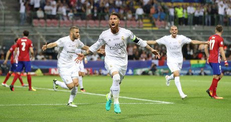 فرحة سيرخيو راموس بهدف التقدم لريال مدريد