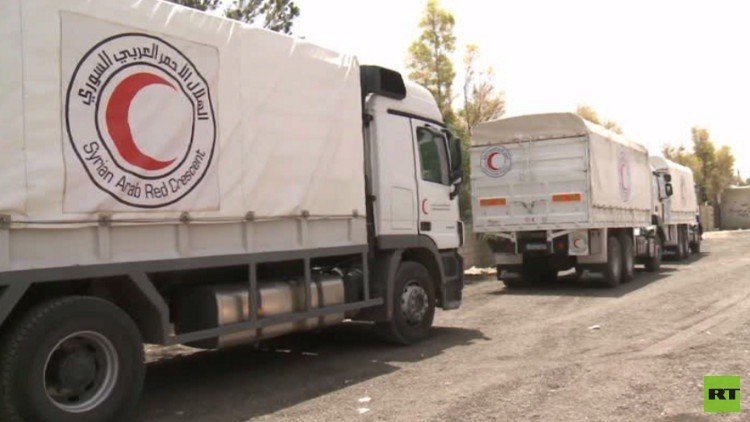 قافلة مساعدات لمدينتين محاصرتين قرب دمشق 