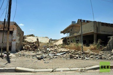 مبنى مهدم بسبب القصف