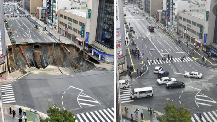 اليابان تصلح حفرة الأرض العملاقة في يومين فقط