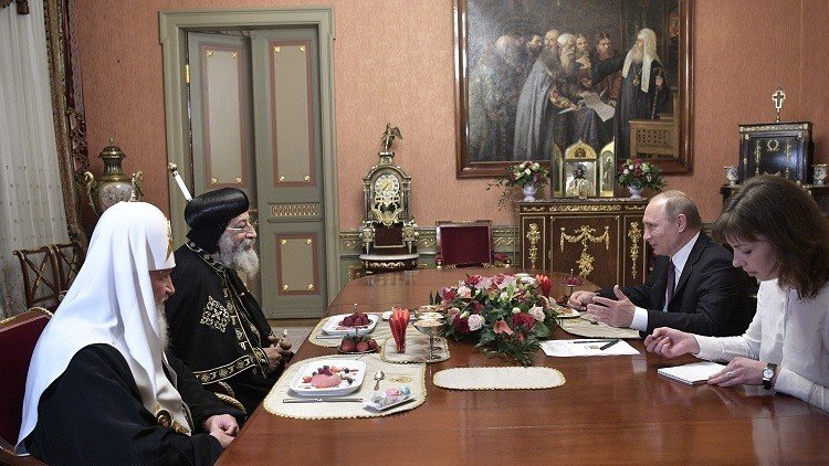 بوتين للبابا تواضروس الثاني: علاقاتنا طيبة مع الشعب المصري كله على اختلاف دياناته