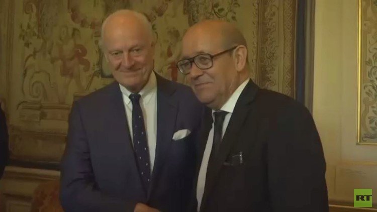 وزير الخارجية الفرنسي يبحث مع دي ميستورا التسوية السورية