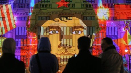 عرض ضوئي "عن النصر" في مدينة موسكو، روسيا
