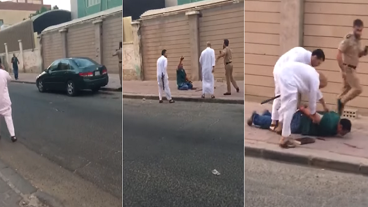 فيديو.. مصري في حالة هيستيرية عقب قتله بالسكين زوجته اللبنانية في الكويت