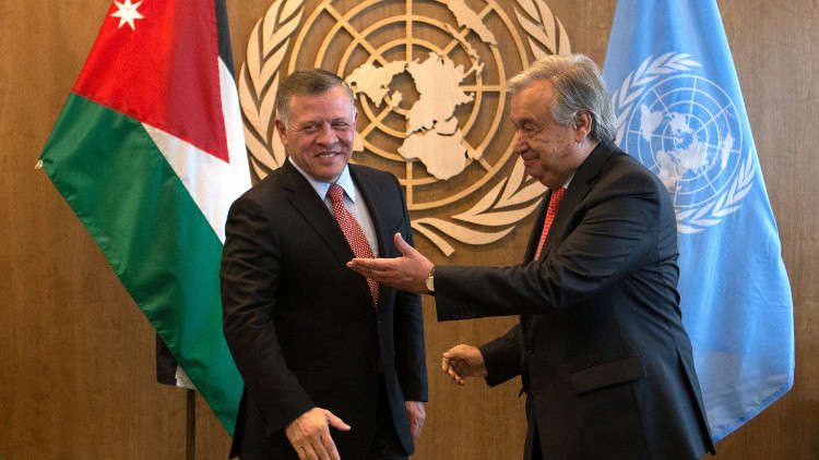 عاهل الأردن يبحث مع غوتيريش التطورات الإقليمية