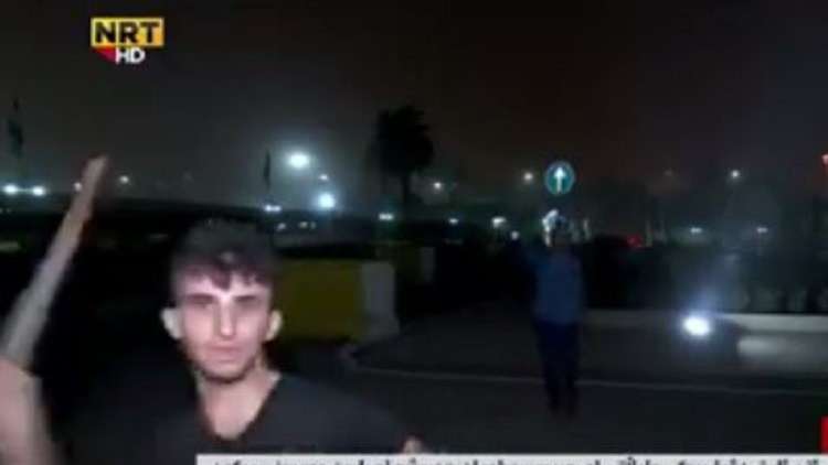 لحظة تعرض فريق قناة كردية للاعتداء في أربيل