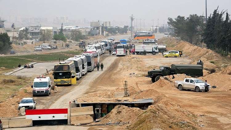 الدفعة الخامسة من المسلحين تغادر الغوطة الشرقية