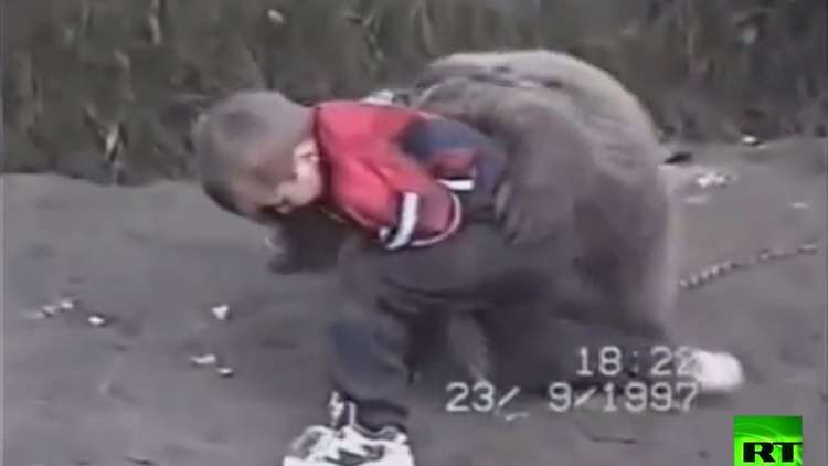 شاهد.. الطفل حبيب نور محمدوف يصارع دبّا!