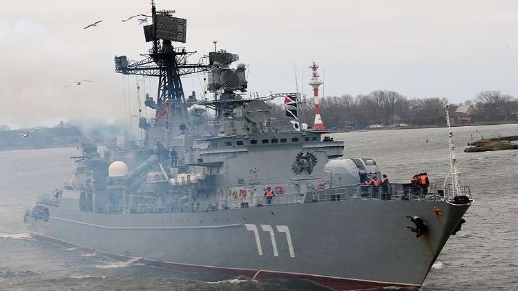 مناورات بحرية روسية بالقرب من سوريا مع رمي صاروخي 