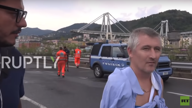 "معجزة حقيقية".. ناج من جسر جنوى يتحدث عن لحظة وقوع الكارثة (فيديو)