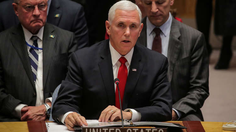 بينس في مجلس الأمن: نعد مشروع قرار يعترف بغوايدو رئيسا لفنزويلا