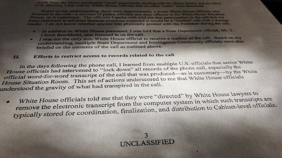 الكونغرس ينشر شكوى التبليغ المدوية حول اتصال ترامب مع زيلينسكي