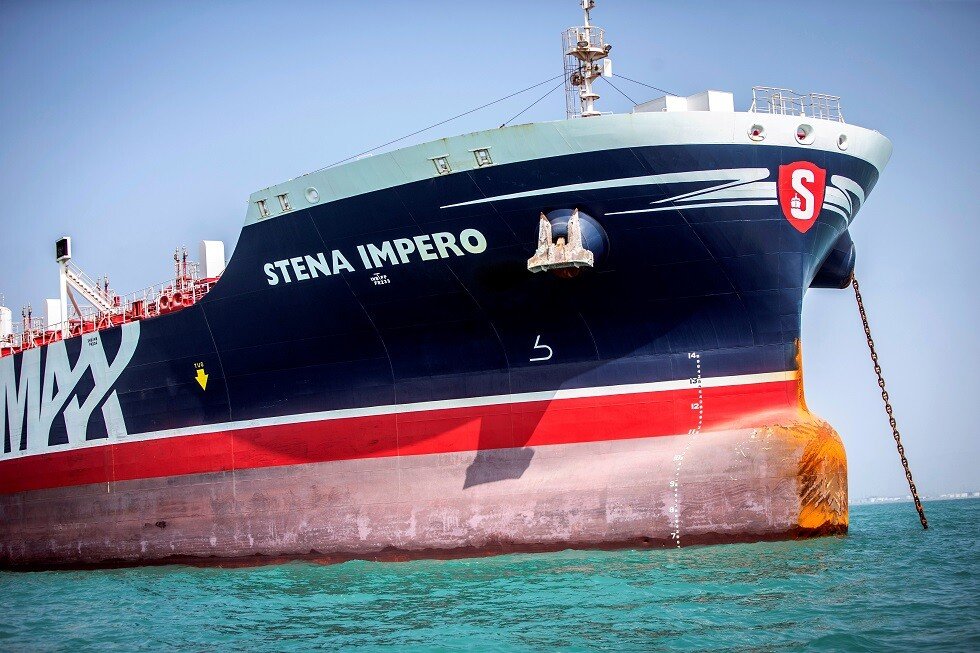 اللقطات الأولى لناقلة النفط البريطانية أثناء مغادرتها ميناء بندر عباس الإيراني