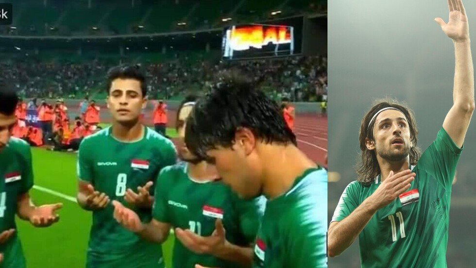 شاهد.. لاعبو منتخب العراق يستبدلون فرحة الهدف بدقيقة صمت