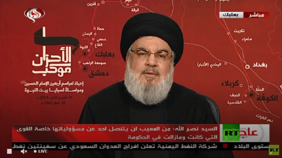 نصر الله يدعو الجميع لتحمل مسؤولية ما يحصل في لبنان