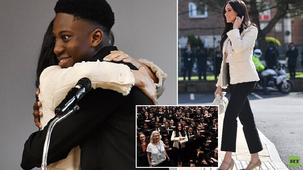 عناق وقبلة غير متوقعة من ميغان ماركل تثير مشاعر مراهق (فيديو+ صور)