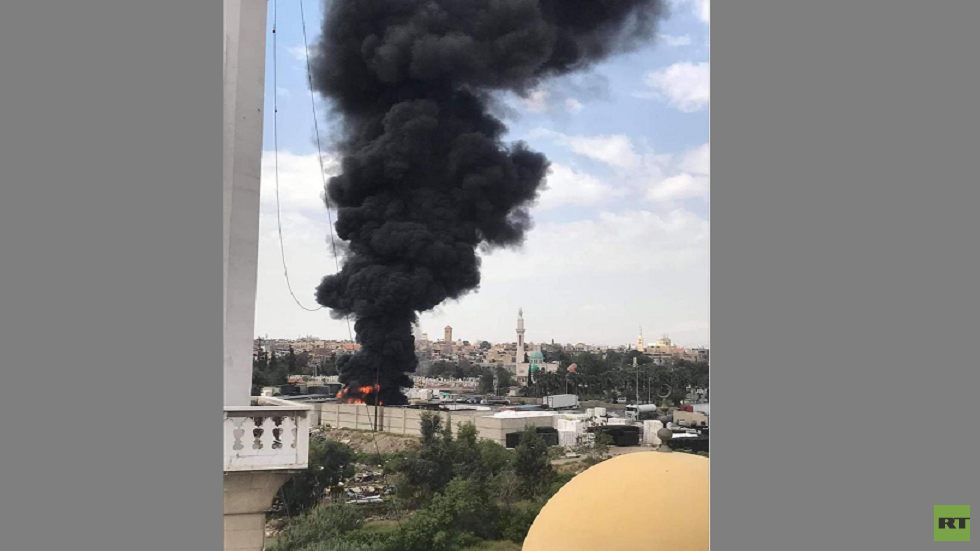 حريق بسوق الهال في دمشق (فيديو)