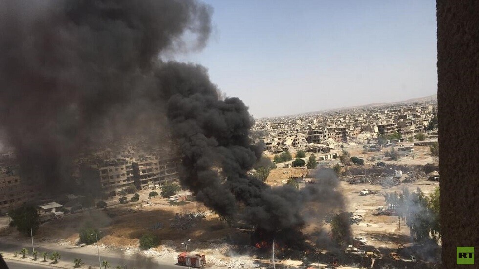 سوريا .. إخماد حريق عند مدخل مخيم اليرموك بدمشق (صور)