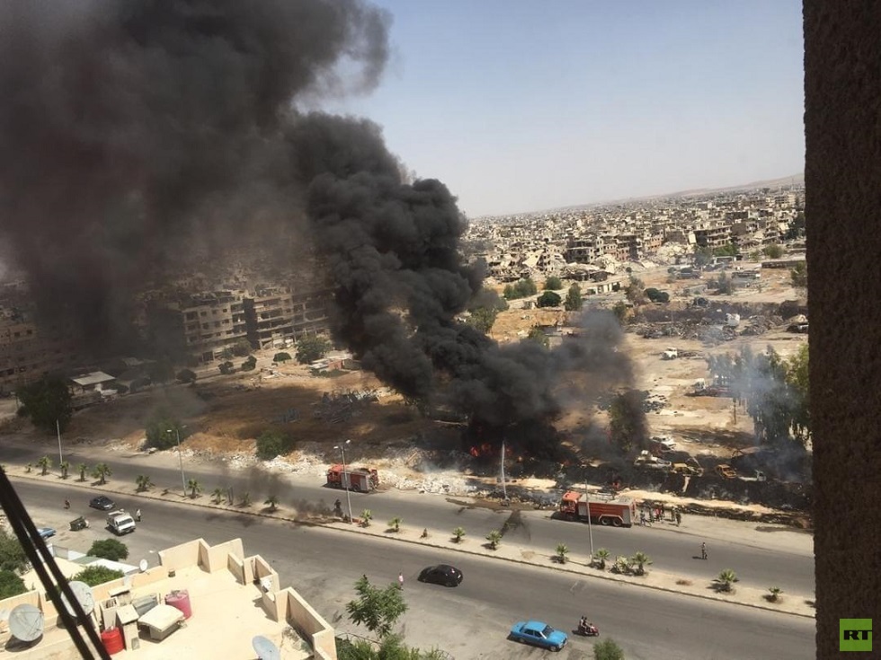 سوريا .. إخماد حريق عند مدخل مخيم اليرموك بدمشق (صور)