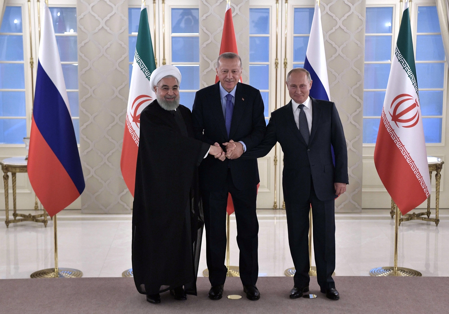 بوتين وأردوغان وروحاني: مخططات انفصالية في سوريا مرفوضة وقرار واشنطن بشأن الجولان يهدد أمن المنطقة