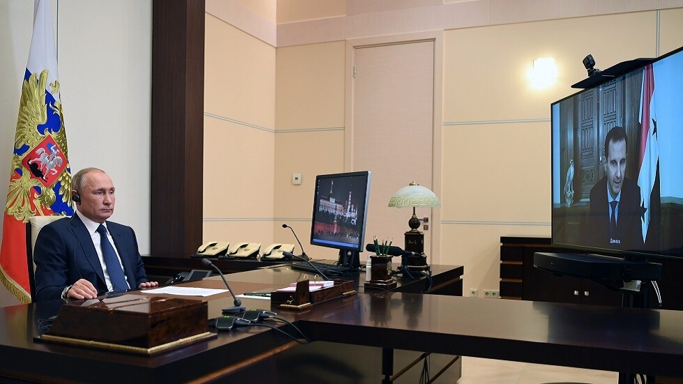 بوتين خلال لقائه الأسد عبر الفيديو: دحر الإرهاب في سوريا يفتح الباب أمام عودة اللاجئين