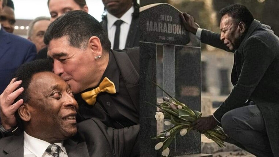 ما حقيقة صورة بيليه يودع مارادونا في مثواه الأخير؟