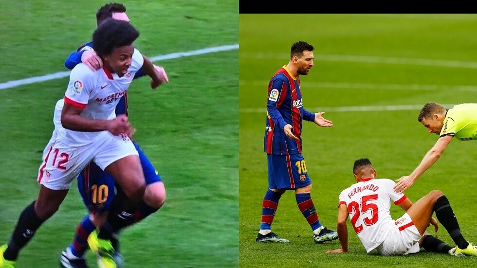 لماذا لم يطرد ميسي في مباراة إشبيلية؟ (فيديو)