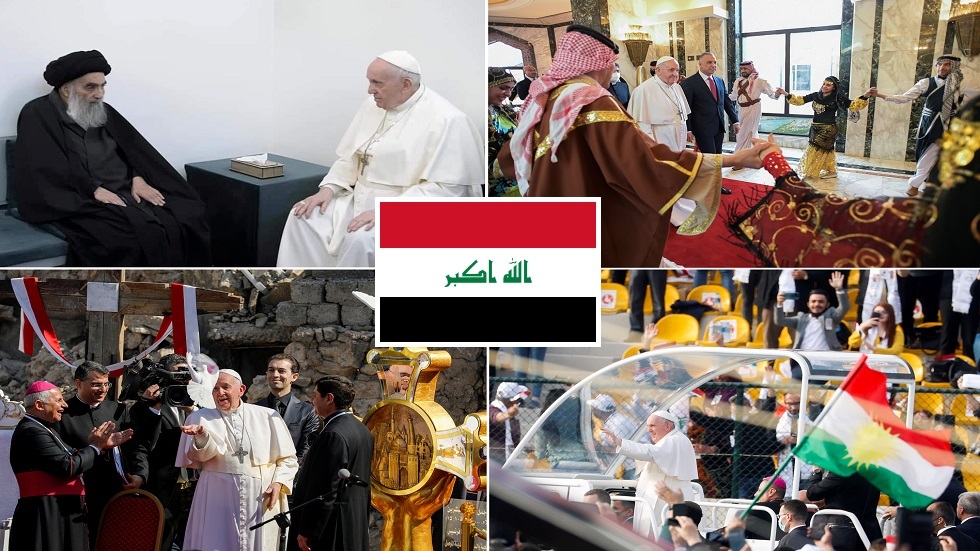 لقاء السيستاني وزيارة الموصل.. أبرز محطات البابا في العراق