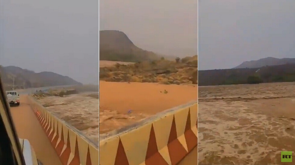 سيول جارفة في السعودية والدفاع المدني يحذر! (فيديو)