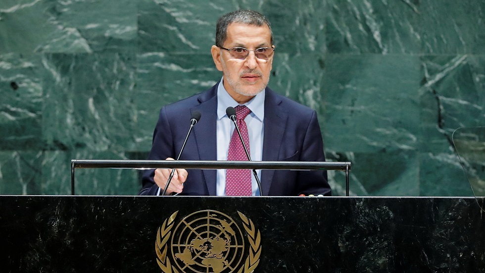 رئيس الحكومة المغربية سعد الدين العثماني على منصة الأمم المتحدة (صورة أرشيفية)