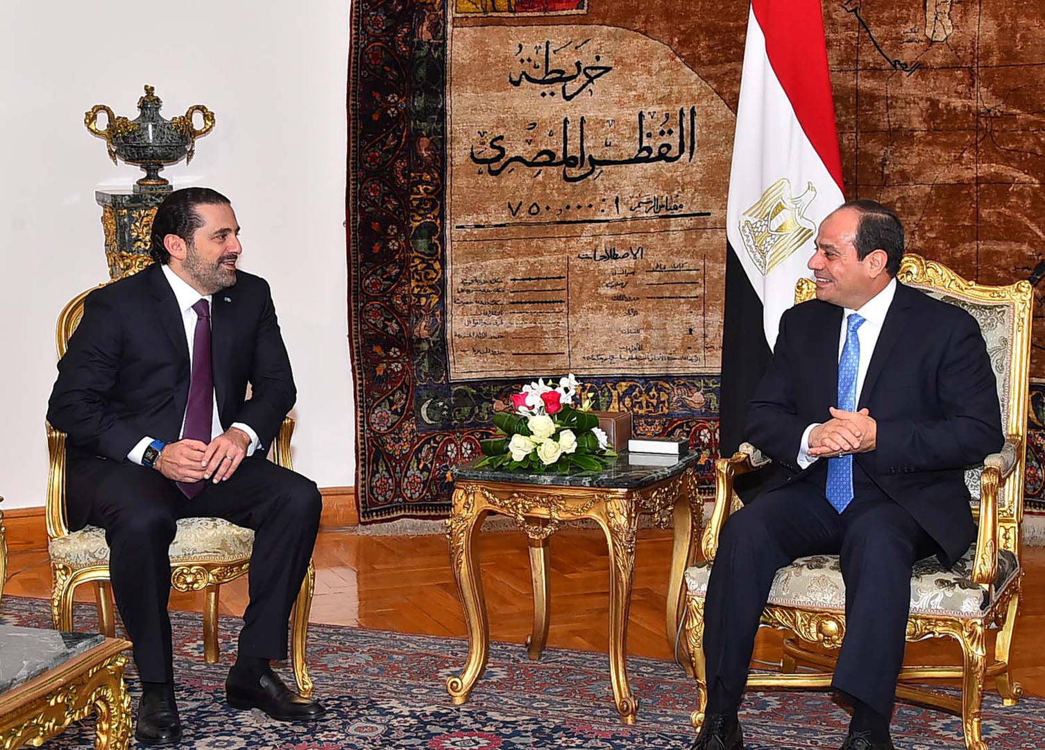 الرئيس المصري عبد الفتاح السيسي ورئيس الحكومة اللبنانية المكلف سعد الحريري