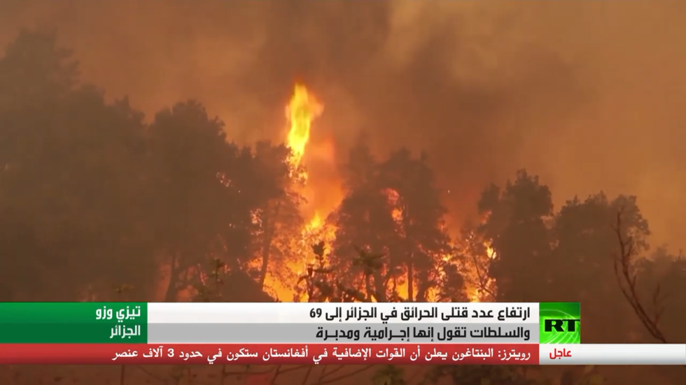 ارتفاع حصيلة قتلى الحرائق في الجزائر إلى 69