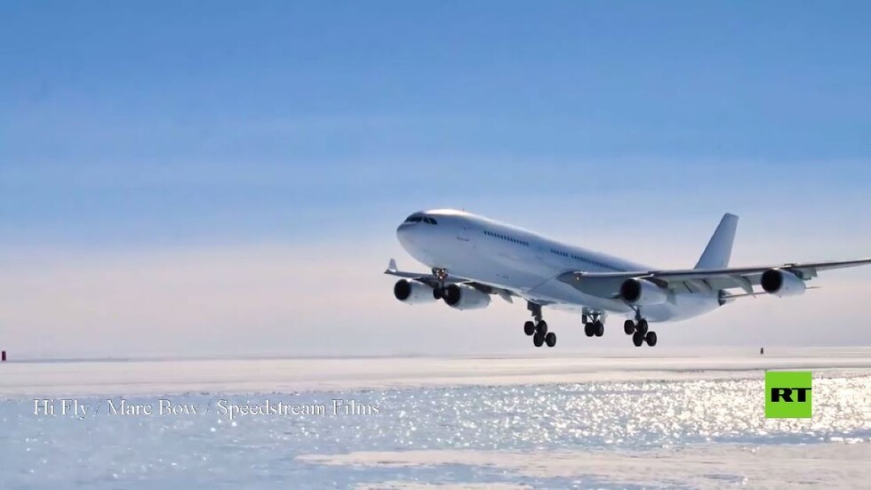 شاهد بالفيديو... أول هبوط لطائرة أيرباص أ-340 في أنتاركتيكا