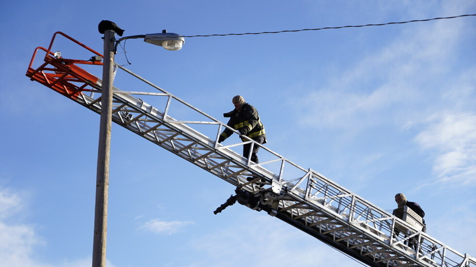 بالصور.. إنقاذ قط بعد أن قضى عدة أيام فوق عمود في مدينة أمريكية